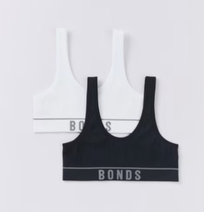 Underwear: Bonds | Retro Rib Crop 2 Pk - Black / White