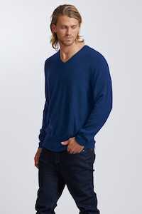 Men's V Neck Royal Merino