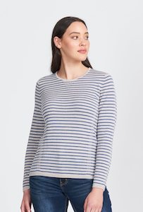 Tuck Stitch Stripe Jumper Royal Merino