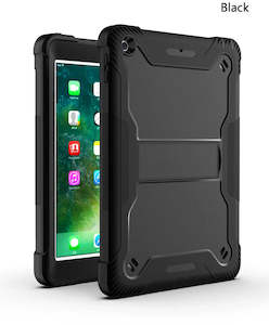 Apple iPad 5, 6, Air 2 (9.7 inch) Black Shockproof Rugged Case with Kickstand