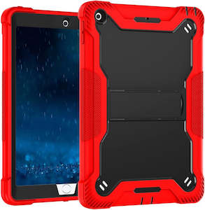 Internet only: Apple iPad 5, 6, Air 2 (9.7 inch) Red Black Shockproof Rugged Case with Kickstand