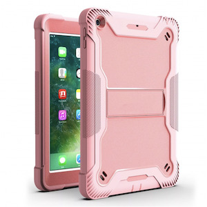 Apple iPad 7, 8 and 9 (10.2 inch) Rose Gold Shockproof Rugged Case with Kickstan…