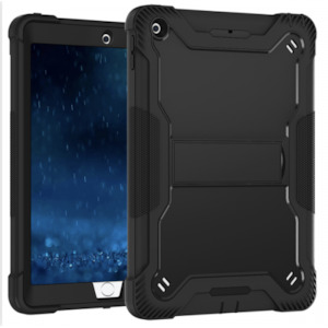 Apple iPad 7, 8 and 9 (10.2 inch) Black Shockproof Rugged Case with Kickstand *F…