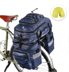 Rhinowalk 3 in 1 Bike Pannier - with rain cover, 65L total, 1.7kg, Blue