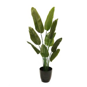 Plant, garden: Traveller Palm Real Touch Leaves UV Stabilised 1.5m with Fiberglass Pot