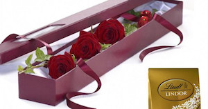 3 Red Roses Gift Box and Chocolates