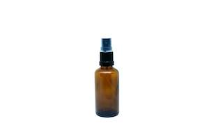 30 mL Amber Glass Bottle with Black Fine Mist Spray top and covertop.