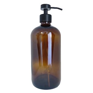 Glass Bottles: 1 Litre Amber Glass bottle – with Foaming Soap Dispenser