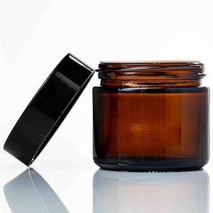 60ml Amber Glass Jar – with Black Lid