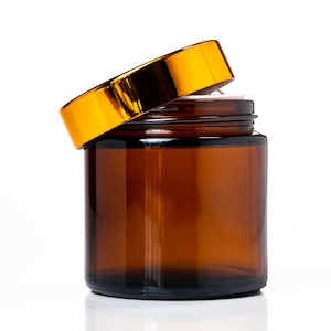 100ml Amber Glass Jar with cover protector and Gold Lid