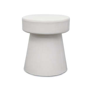 Mushroom Concrete Outdoor Stool - White