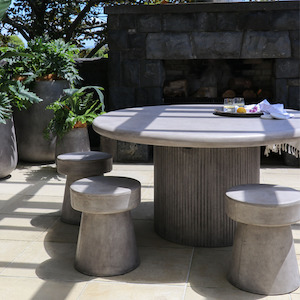 Furniture: Mushroom Outdoor Concrete Stool - Grey