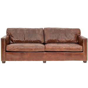 Furniture: Camden Leather 3 Seater Sofa - Aged Brown