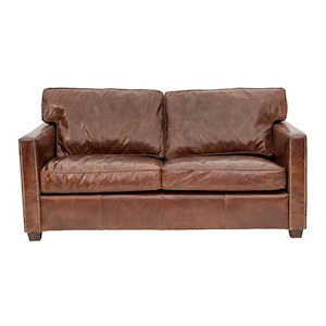 Furniture: Camden Leather 2 Seater Sofa - Aged Brown