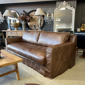 Furniture: Maxwell Brown Leather Sofa