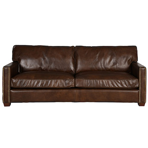 Furniture: Viscount William Leather Sofa - Antique Whiskey