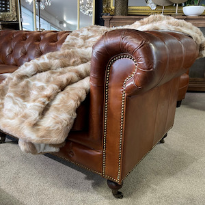 Belmont Leather Chesterfield 2 Seater Sofa - Aged Brown