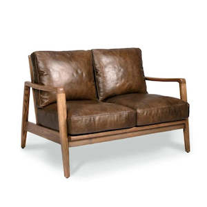 Furniture: Cabana Leather 2 Seater Sofa - Brown