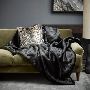 Heirloom NZ Made Faux Fur Throw - 150x180cm - Black Panther