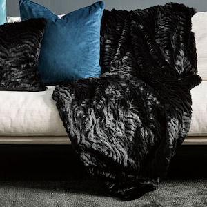 Heirloom NZ Made Faux Fur Throw - 150x220cm - Black Tiger