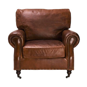 Furniture: Winslow Leather Armchair - Aged Brown