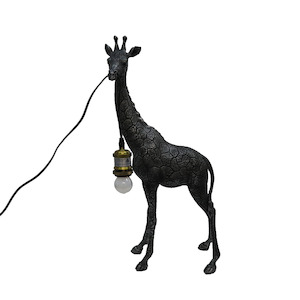 Furniture: Giraffe Hanging Bulb Lamp - Black/Pewter