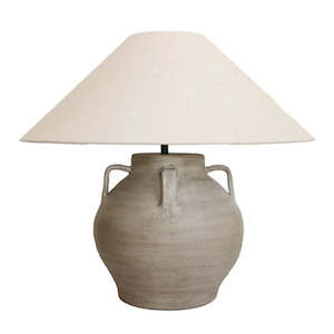 Furniture: Tuscan Style Lamp + Linen Shade - Sandstone