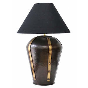 Litchfield Large Brass Lamp - Dark Antique Bronze + Shade