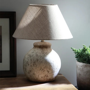 Furniture: Trinny Rustic Stone Lamp with Shade