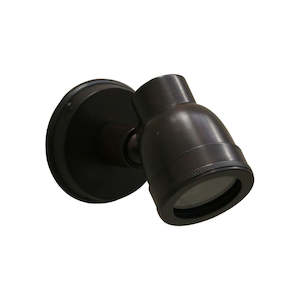 Furniture: Outdoor IP54 Wall Mounted Brass Spotlight - Dark Bronze Finish