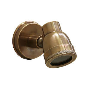 Outdoor IP54 Wall Mounted Brass Spotlight - Deep Brass Finish