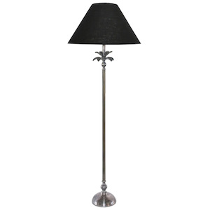 Pewter Palm Floor Lamp + Linen Shade