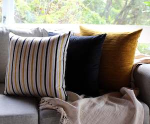 Pillow or cushion: Mustard & Black Stripes Set - Cushion Cover Set