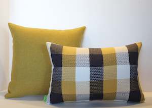 Mustard/Grey Checkerboard Set - Cushion Cover Set