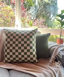 Pillow or cushion: Olive Green Check Set - Cushion Cover Set