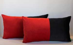 Set of 2 - Red & Black Contrast - Cushion Covers - 60cm x 35cm