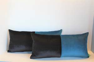 Set of 2 - Teal & Black Contrast - Cushion Covers - 63cm x 30cm