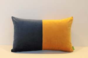 Blue & Mustard Contrast - Cushion Cover - 46cm x 29cm