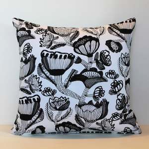 Monochrome Black & White Floral - Cushion Cover - 48cm x 47cm