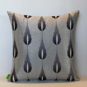 Grey Embroidery Feather - Cushion Cover - 43cm x 43cm