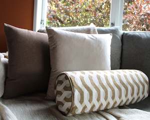 Brown & Creme/White Bolster Set - Cushion Cover Set