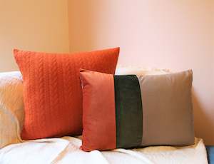 Orange, Olive & Beige Contrast Set - Cushion Cover Set