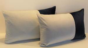 Set of 2 - Blue & Silver Contrast - Cushion Covers - 51cm x 32cm