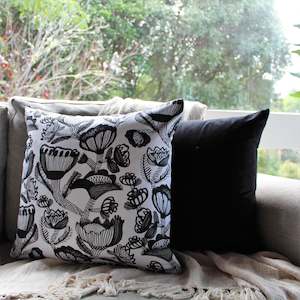 Pillow or cushion: Monochrome Black & White Floral Set - Cushion Cover Set