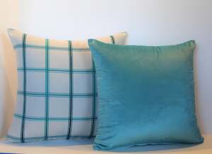 Aqua Checkerboard Set - Cushion Cover Set