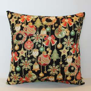 Christmas Ornaments Gold/Black - Cushion Cover - 40cm x 40cm