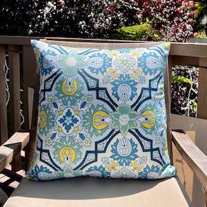 Blue/Yellow Mykonos - Outdoor Cushion Cover - 45cm x 45cm