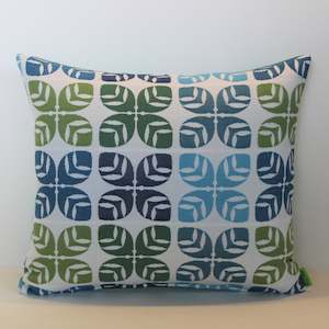 Green/Blue Floral symmetrical  - Cushion Cover - 45cm x 39cm