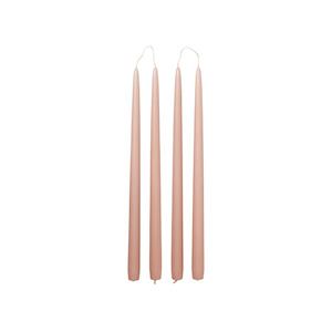 Broste set of 4 tall taper candles 38cm rose