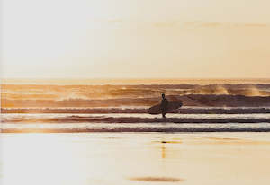 Gift: Sunset Surf Muriwai NZ photographic print